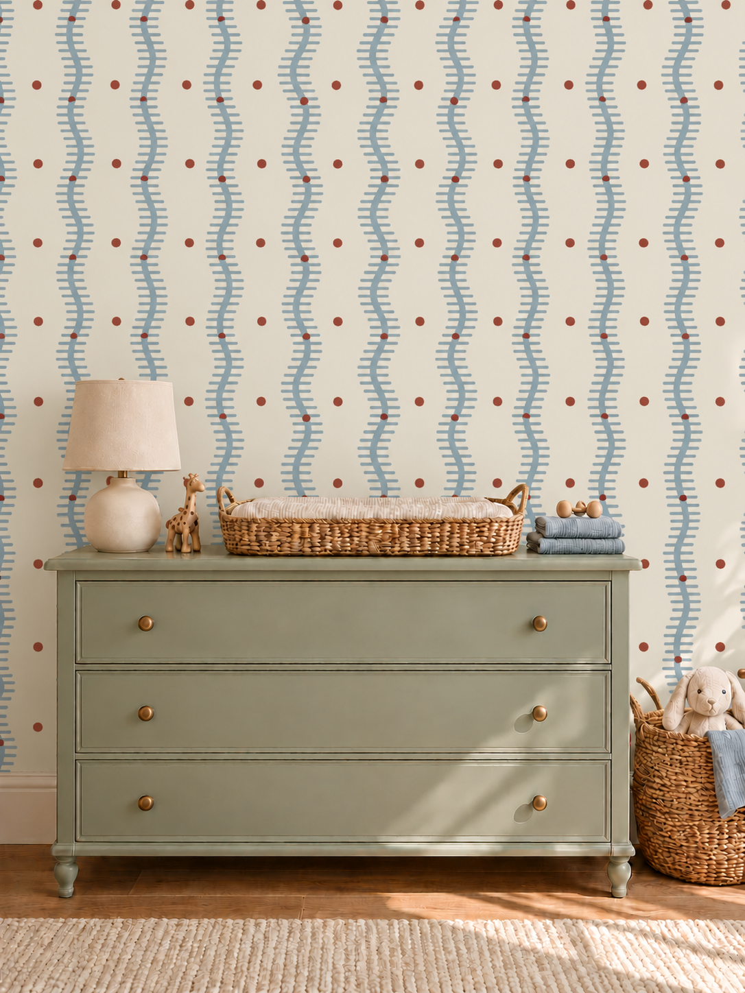 Dalgalı Tarak Desenli duvar kağıdı, bir çocuk odasında