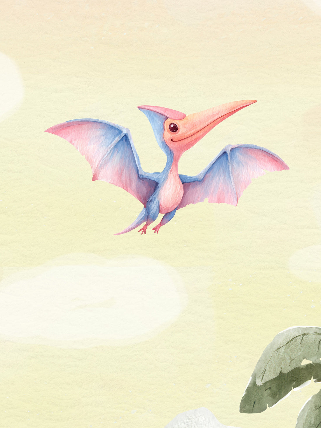Pastel Dinozorlar ve Palmiyeler duvar kağıdı, duvar kağıdına yakından bakış