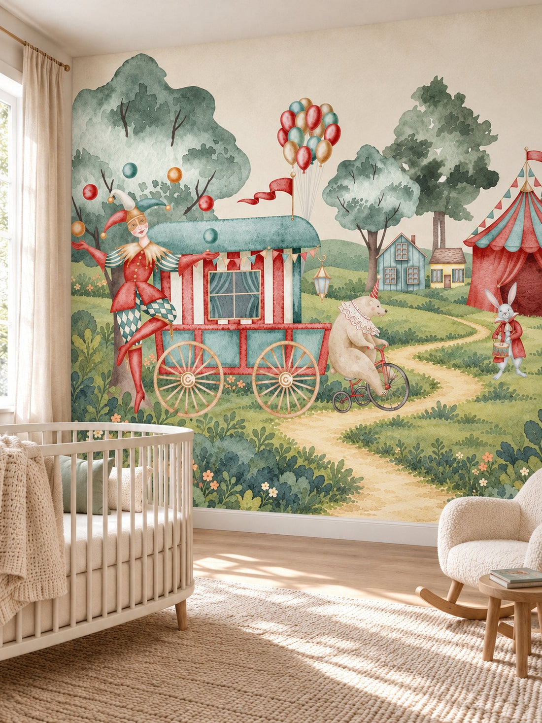 Sirk Kasabaya Geldi duvar kağıdı, bir çocuk odasında
