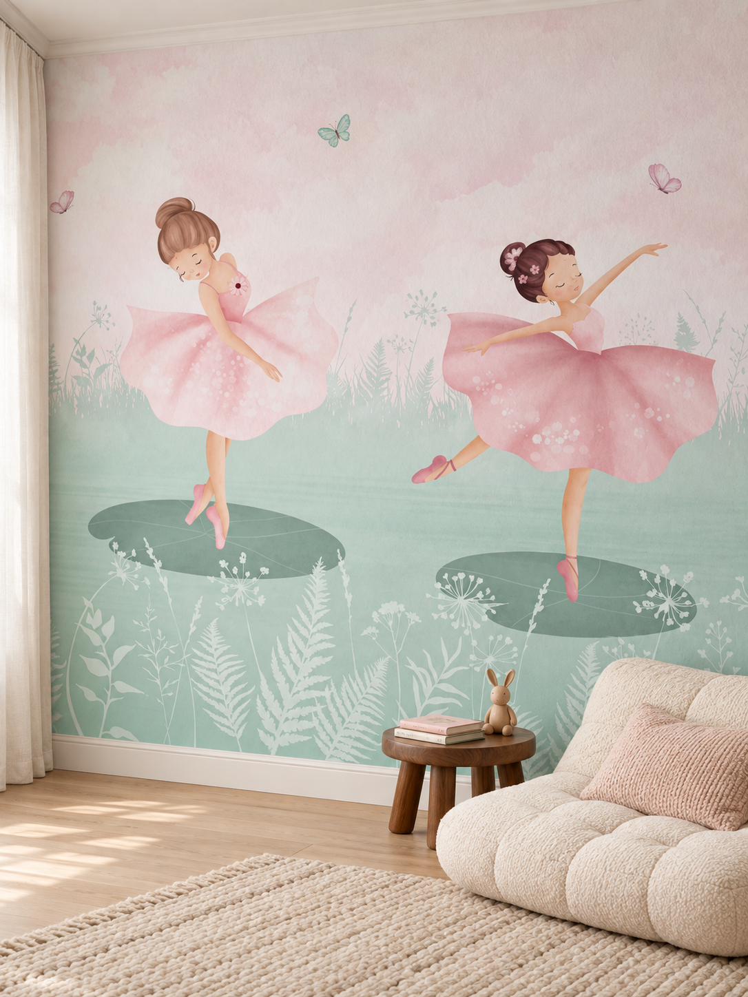 Pembe Balerinler duvar kağıdı, bir çocuk odasında