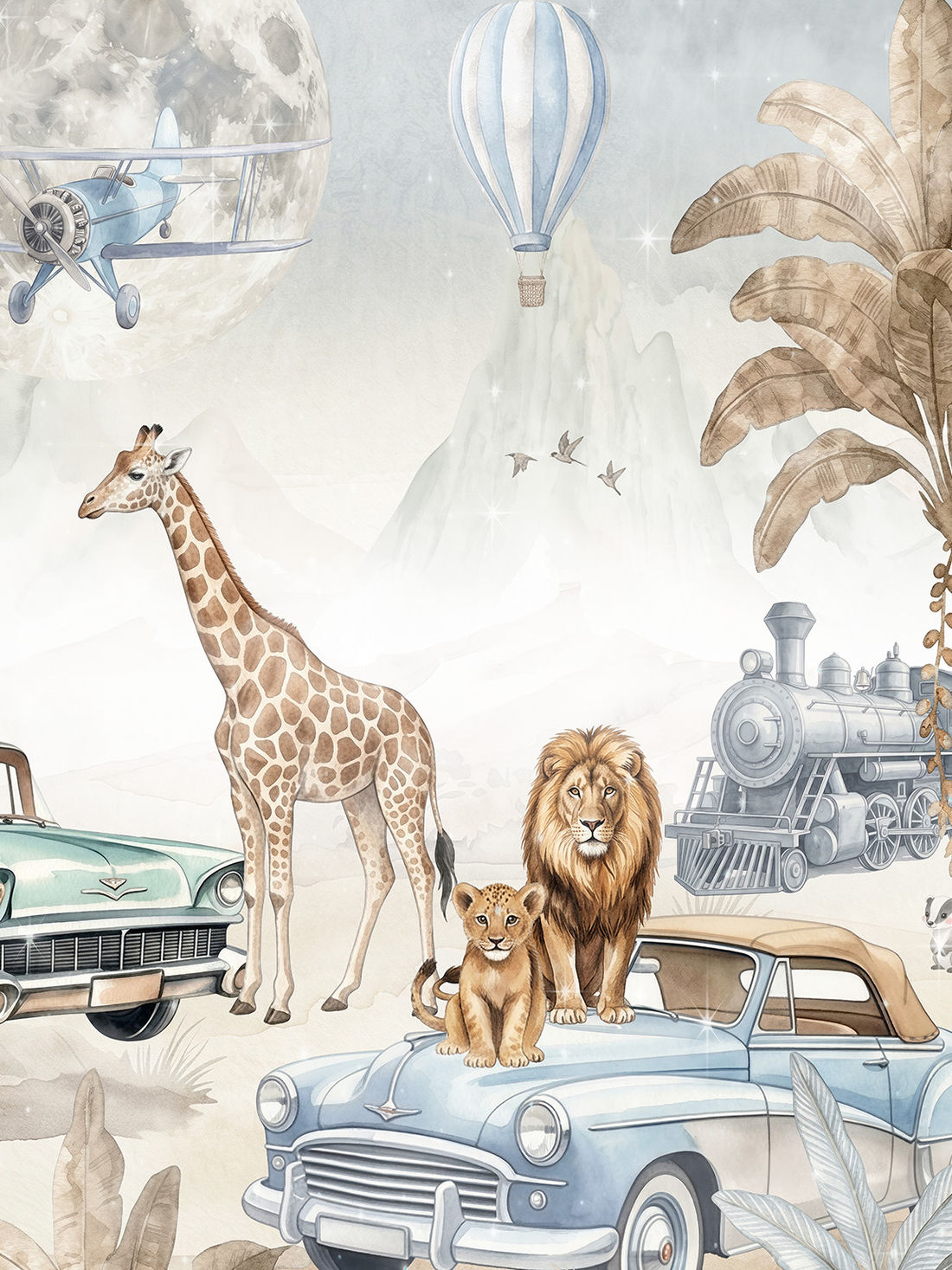 Safari, Nostaljik Arabalar ve Ay duvar kağıdı, duvar kağıdına yakından bakış