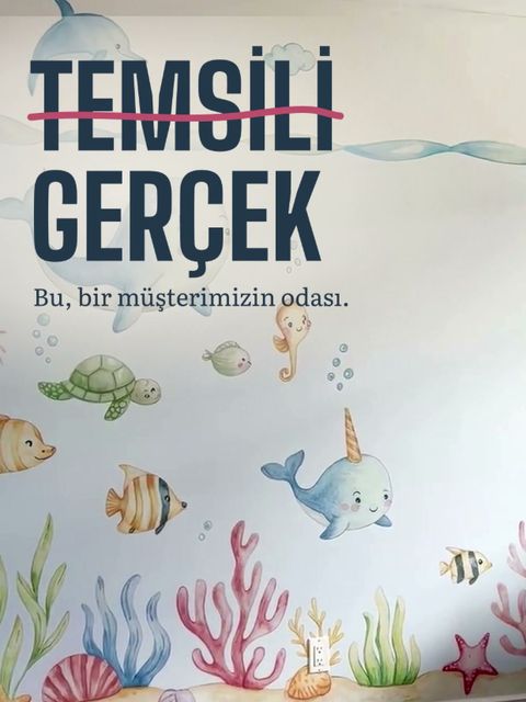 Bir müşterimizin odası: deniz altı duvar kağıdı